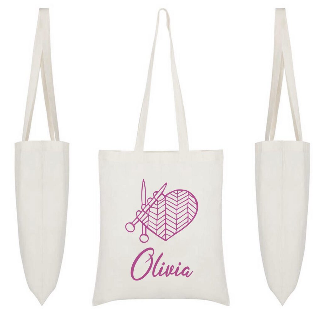 Personalised knitting bag, Personalized gift for knitter with name, Knitting Tote Bag, Knitting Shopping Bag, Nanny, granny, mammie gift