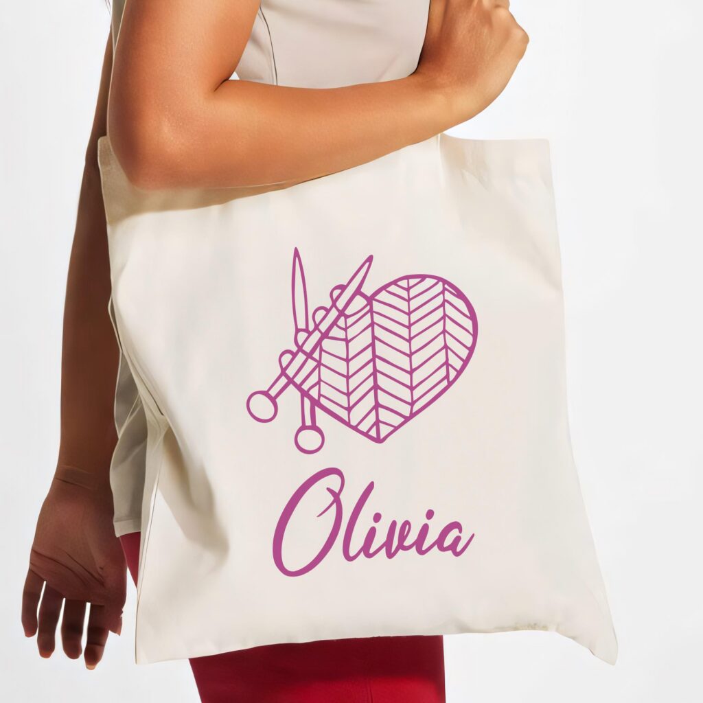 Personalised knitting bag, Personalized gift for knitter with name, Knitting Tote Bag, Knitting Shopping Bag, Nanny, granny, mammie gift