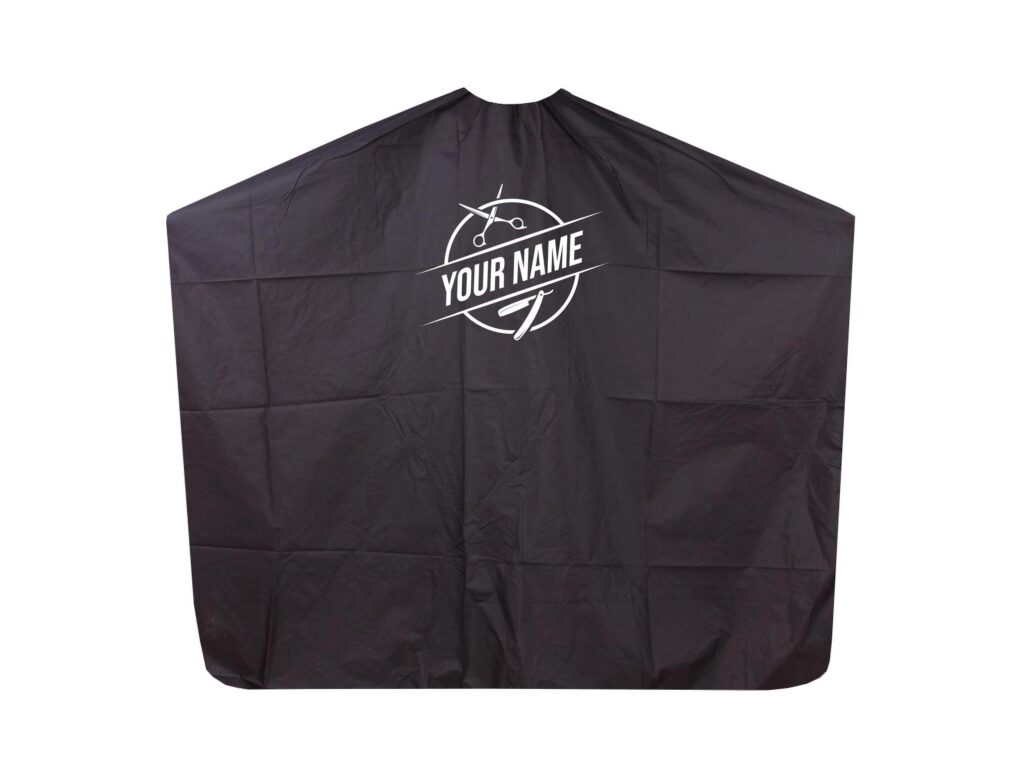 Haircutting Cape with Pre-Made Logo for Salons & Barbers – Customizable Text