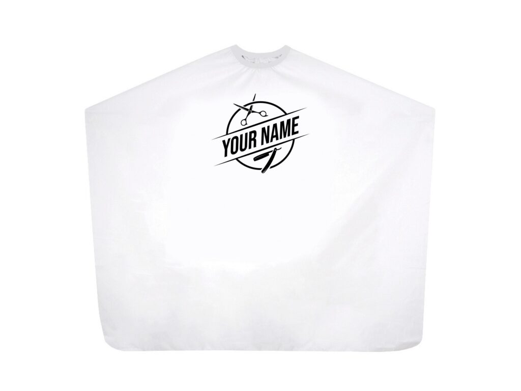 Haircutting Cape with Pre-Made Logo for Salons & Barbers – Customizable Text