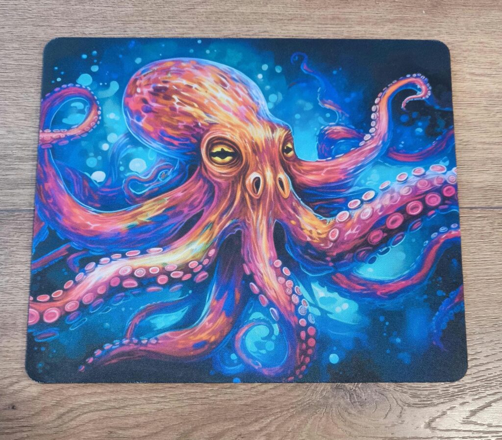 Colorful OCTOPUS Polyester Mouse Pad, Premium Printing mousepad, Long-Lasting Colors, Unique Octopus Design, Thoughtful Gift, Office gift