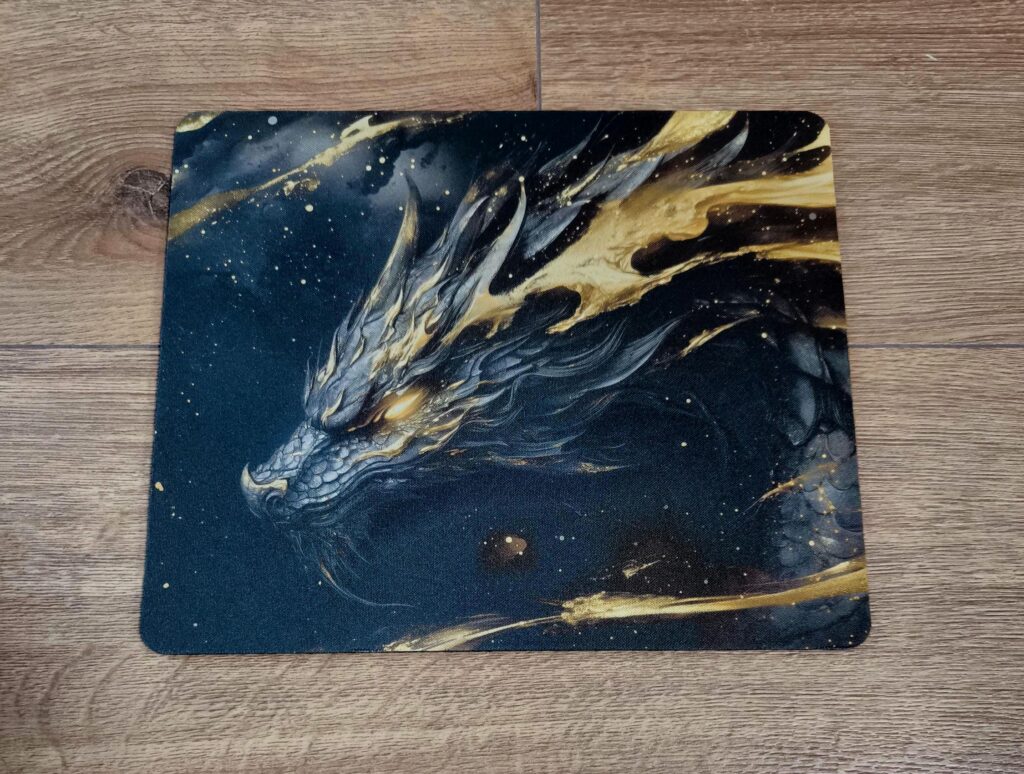 Black and Gold DRAGON MOUSEPAD, Soft Polyester Mouse Pad, Premium Printing, Long-Lasting Colors, Unique Dragon Design, Thoughtful Gift