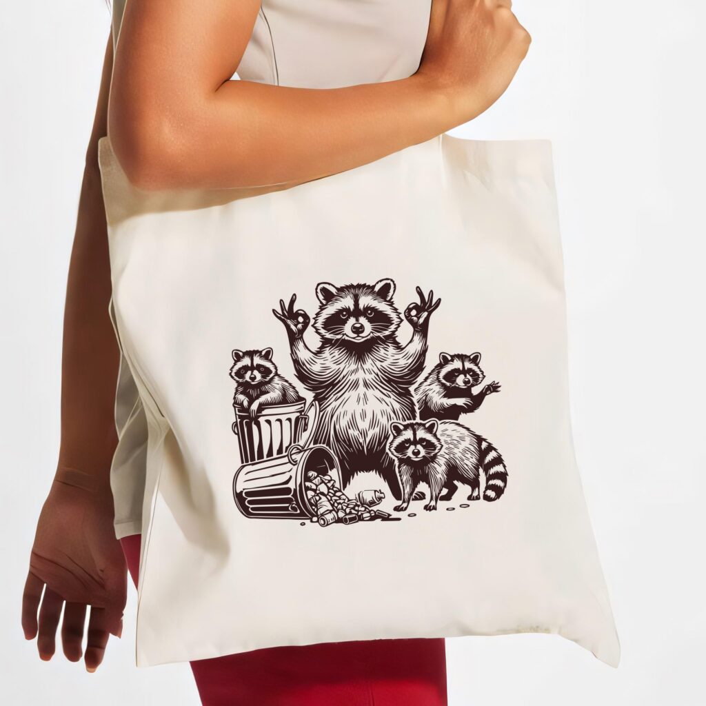 Funny Raccoon Tote Bag, Raccoon Tote Bag, Raccoon Bag, Raccoon Tote, Bear Tote Bag, Cute Woodland Animal Tote, Nature-Inspired Bag