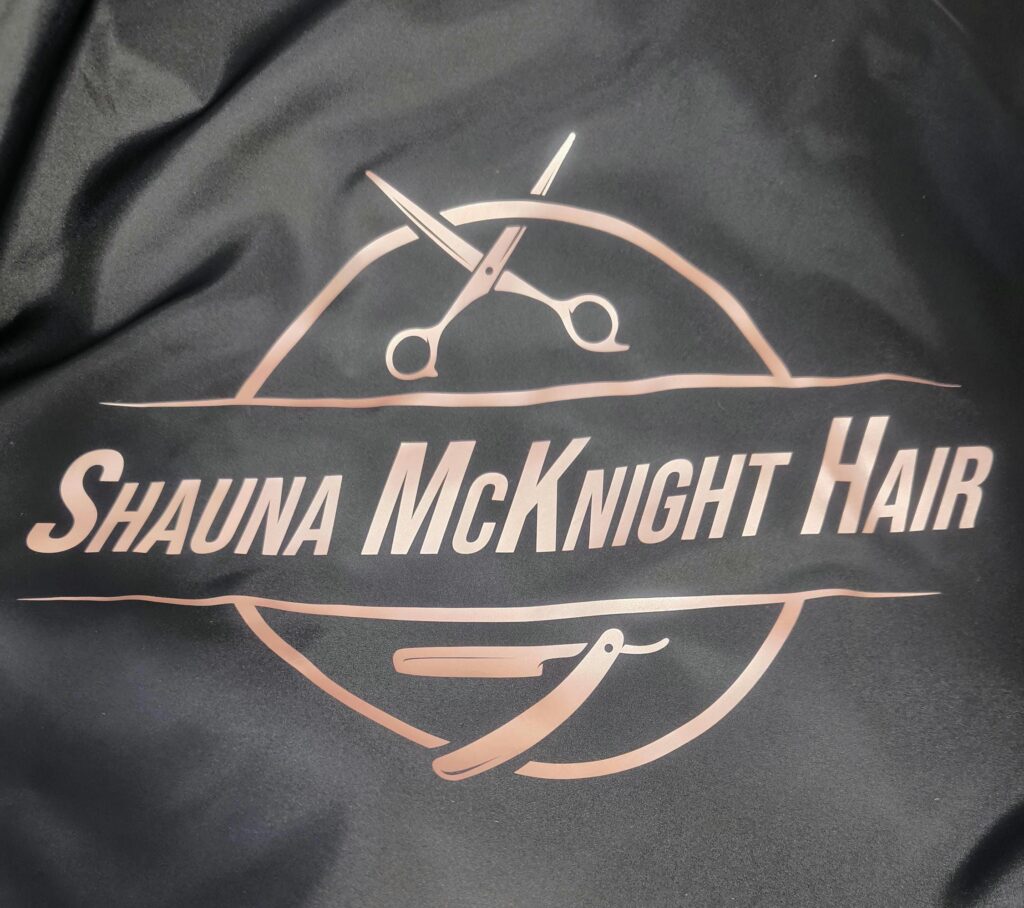 Haircutting Cape with Pre-Made Logo for Salons & Barbers – Customizable Text