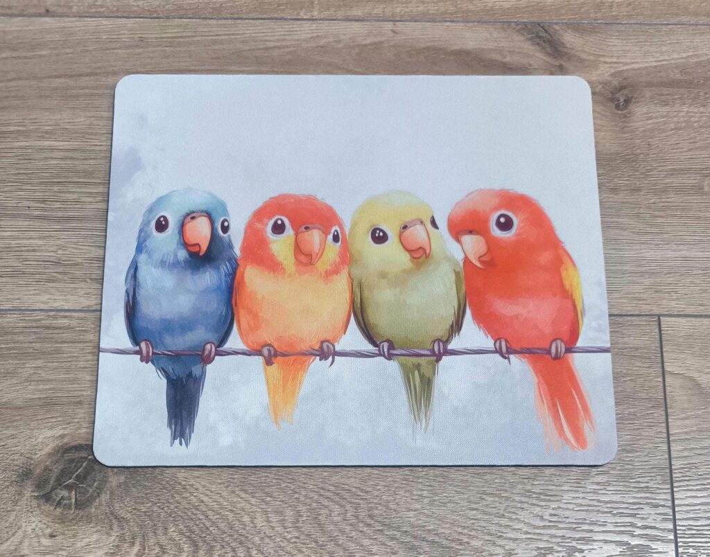 Colorful Cute Parrots MOUSE PAD, Soft Polyester Mousepad, Premium Printing, Long-Lasting Colors, Unique Parrots Design, Thoughtful Gift