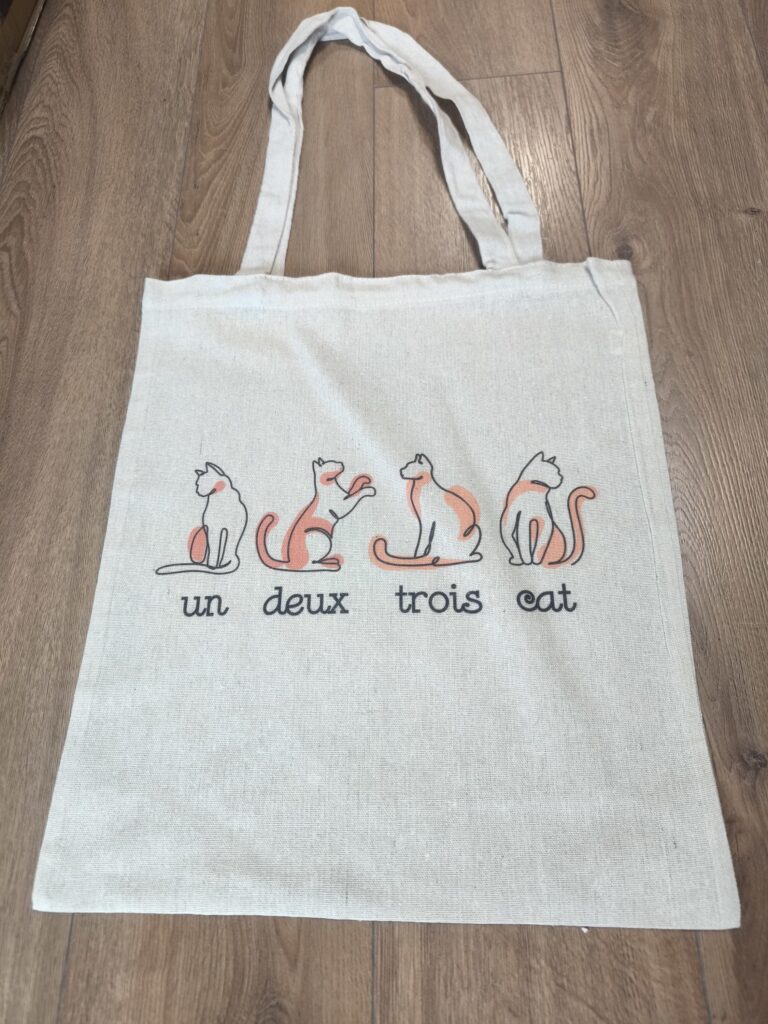 Un Deux Trois Cat Tote Bag – Reusable Bag, Shopping Bag, Cute Cat Tote Bag Design, Cat Graphic Bag, Gifts for her