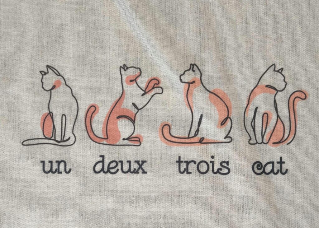 Un Deux Trois Cat Tote Bag – Reusable Bag, Shopping Bag, Cute Cat Tote Bag Design, Cat Graphic Bag, Gifts for her