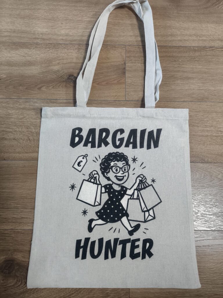 Bargain Hunter Tote Bag – Retro Shopping Lady, Reusable Eco Shopper