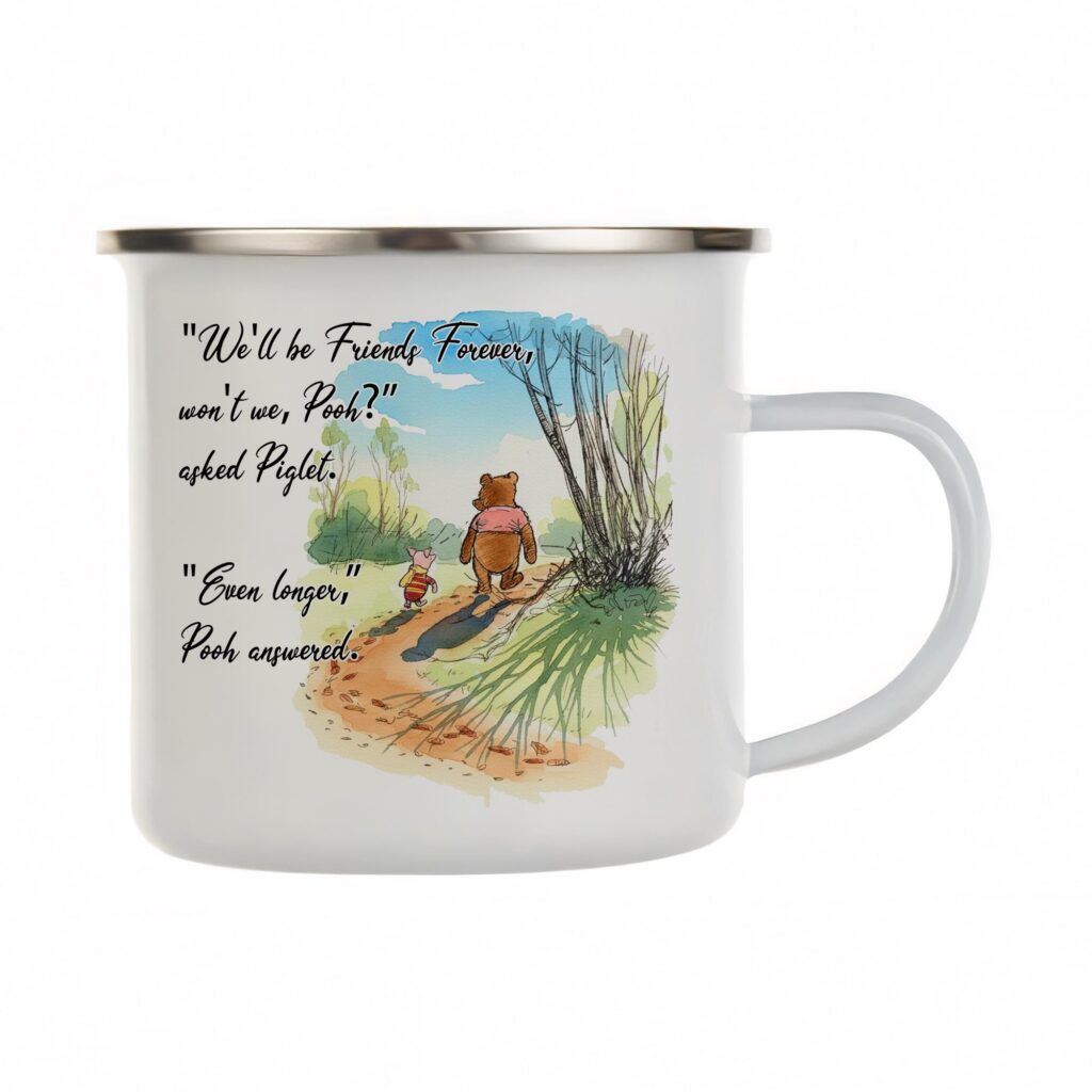 Friendship Quote Enamel Mug, Thoughtful Friends Gift, Illustrated Coffee Cup