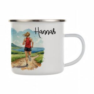 Personalized Running Enamel Mug, Custom Runner Coffee Cup, F…