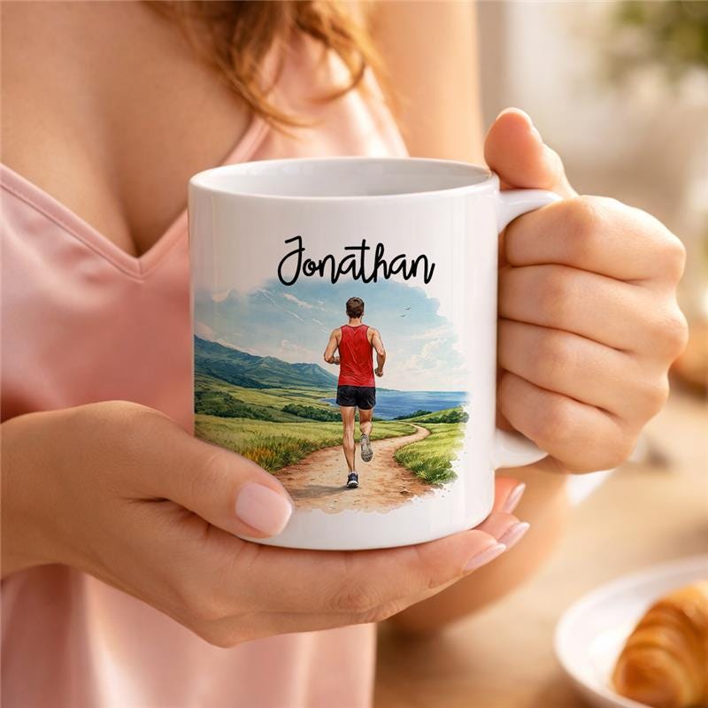 Personalized Runner Mug, Running Coffee Cup, Gift for Runners