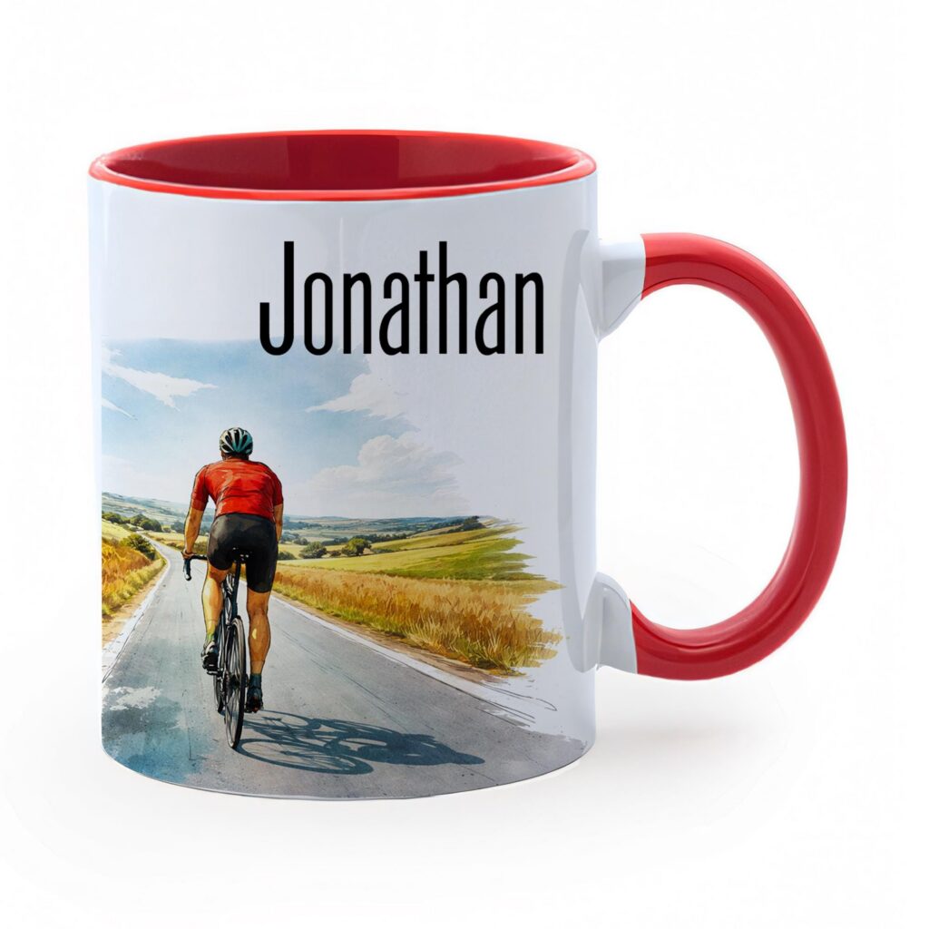 Personalized Cycling Ceramic Mug, Custom Cyclist Coffee Cup, Bike Lover Gift