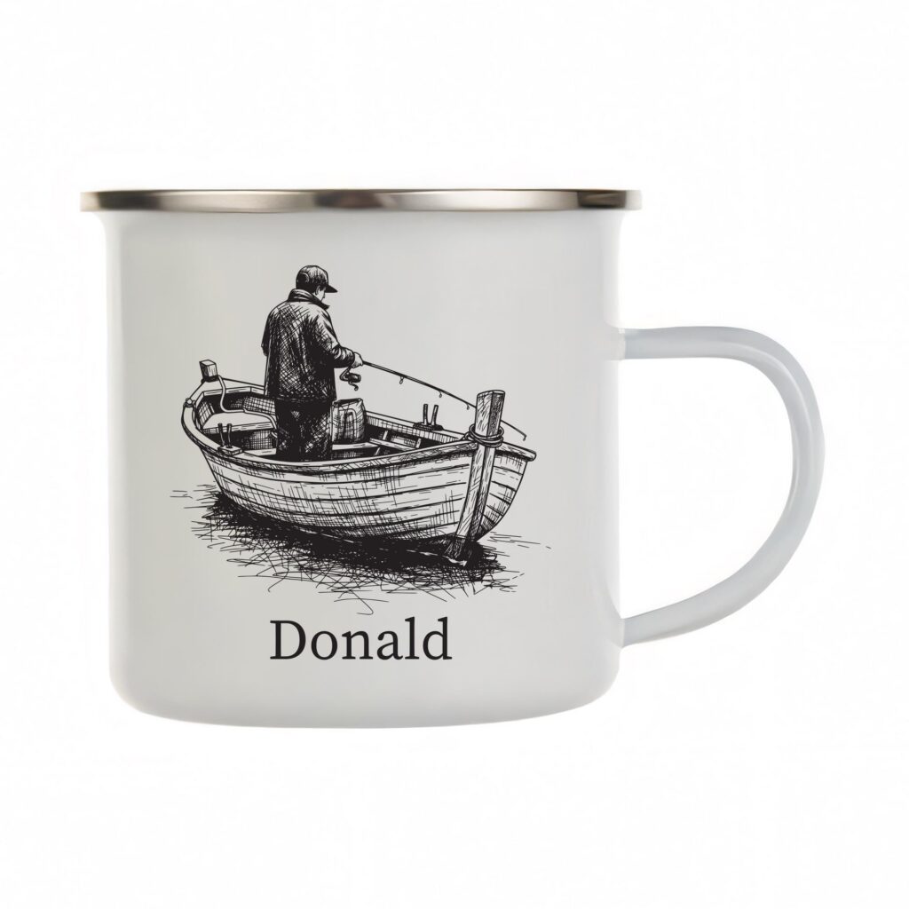 Personalized Fishing Enamel Mug, Custom Name Outdoor Camp Cup, Nature Lover Gift