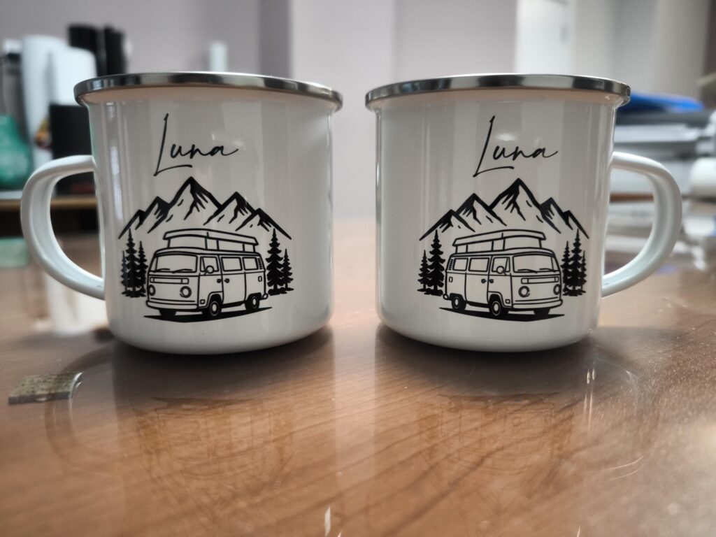 Personalized Vehicle Enamel Mug, Custom Illustration Cup, Camping & Road Trip Gift