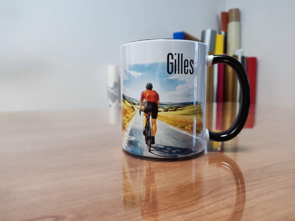 Personalized Cycling Ceramic Mug, Custom Cyclist Coffee Cup, Bike Lover Gift