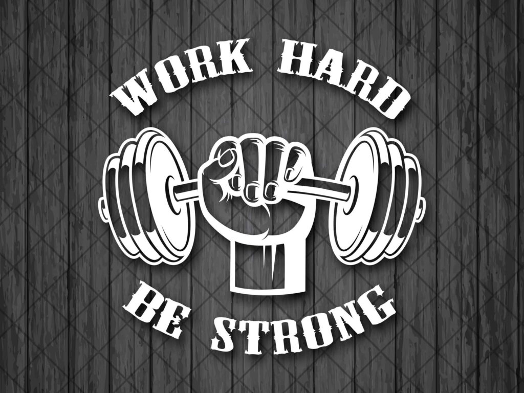 Work Hard Be Strong. Motivational Gym Decal, Dumbbell Vinyl Decal Sticker, Home Gym Fitness Center Bodybuilding Sports Stickers, Car Sticker