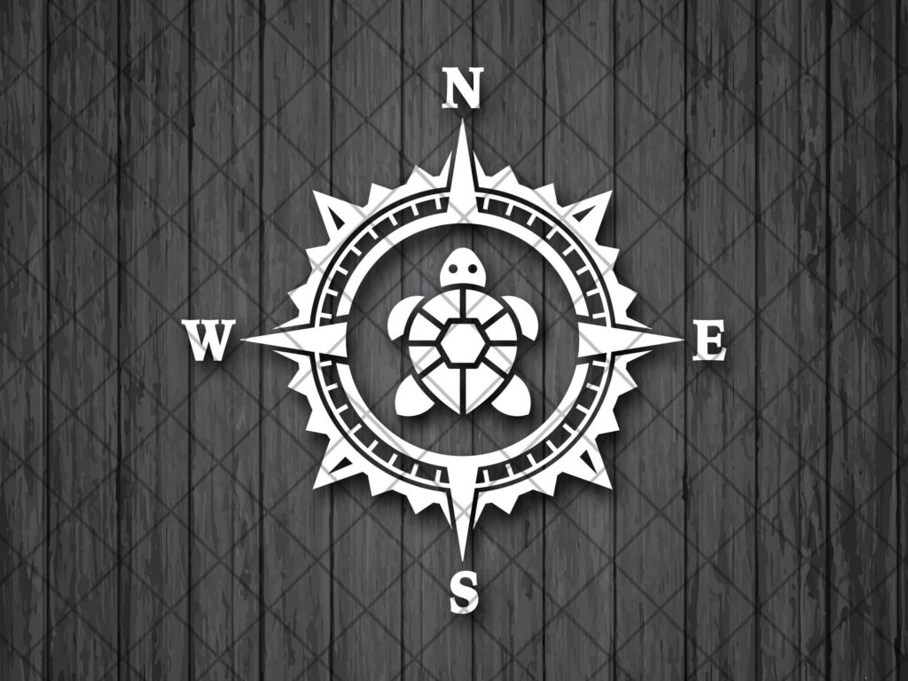 TURTLE Vinyl Decal Sticker, Nature Decal, Compass Rose Decal, Laptop Sticker, TURTLE Compass, Top Quality Decal For Offroad Vehicles
