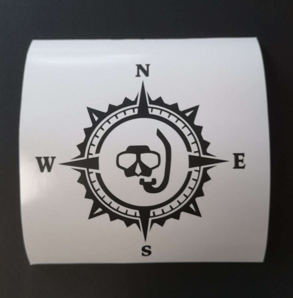 Freediver decal, Spearfishing Vinyl Decal Sticker, Underwater Fishing Decal, Compass Rose Decal, Freediver Sticker, Decal for Adventure cars