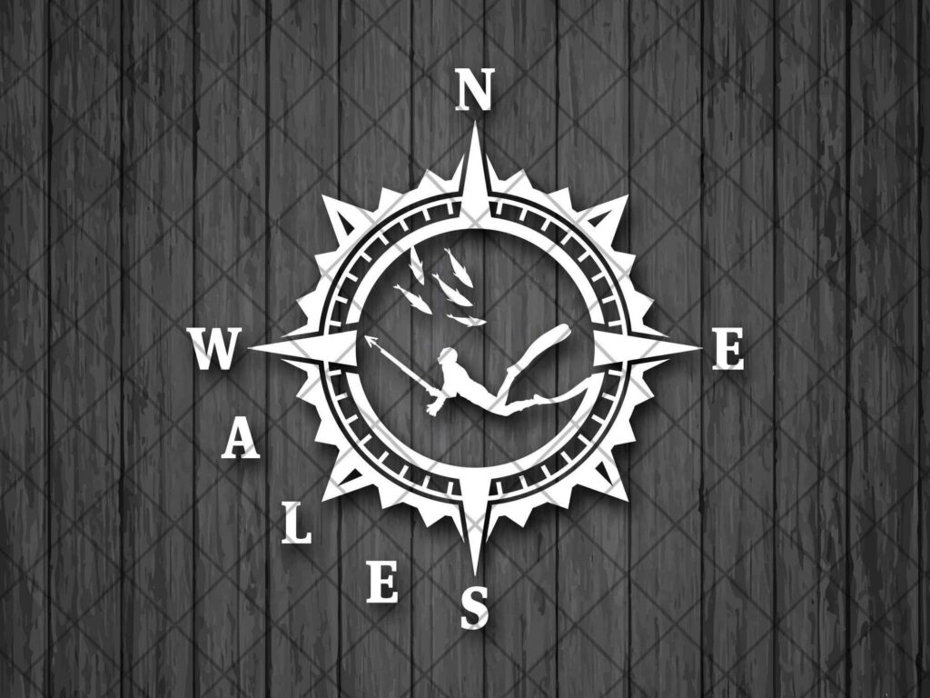 WALES Spearfishing Decal Sticker, Underwater Fishing Decal, Compass Rose Decal, Freediver decal, Free diver decal, Top Quality Decal For Car