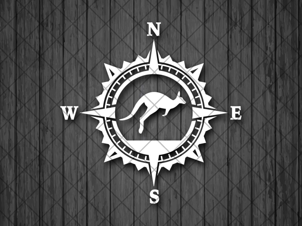 Kangaroo Compass Vinyl Decal Sticker, Compass Rose, Truck Decal, Laptop Stickers, Kangaroo Vinyl Decal, Decal for Adventure Vehicles