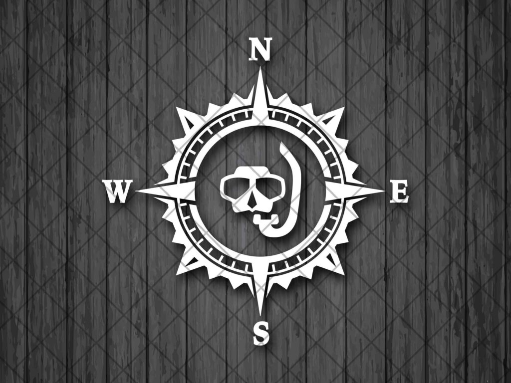 Freediver decal, Spearfishing Vinyl Decal Sticker, Underwater Fishing Decal, Compass Rose Decal, Freediver Sticker, Decal for Adventure cars