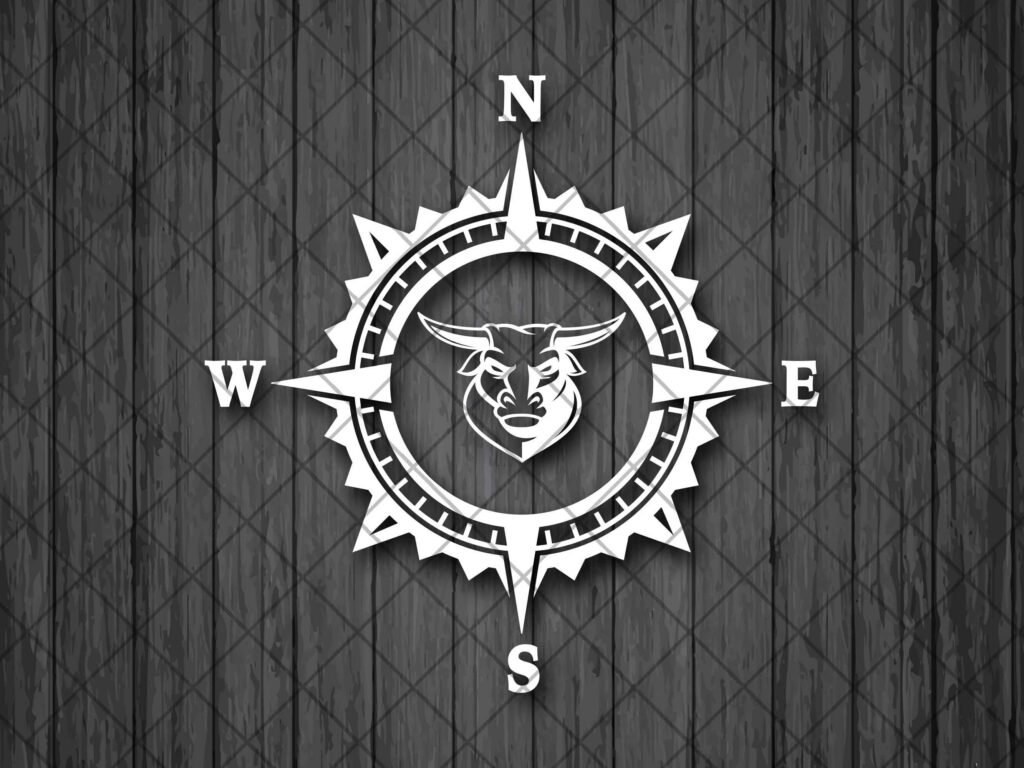 BULL Vinyl Decal Sticker, Nature Decal, Compass Rose Decal, Laptop Sticker, Bull Compass, Decal For Popular American Offroad Vehicles