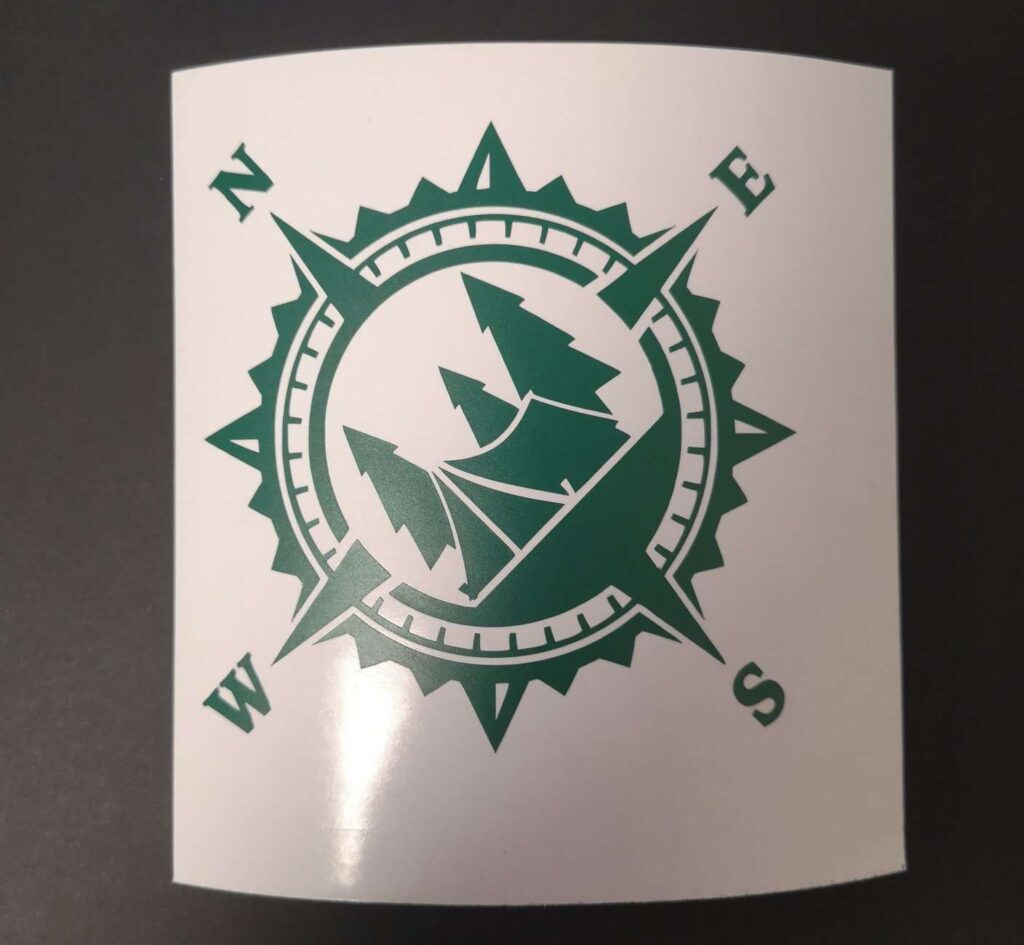 Forest Tent Camping Compass Vinyl Decal Sticker, Compass Rose, Hunting Decal, Truck Decal, Laptop Stickers