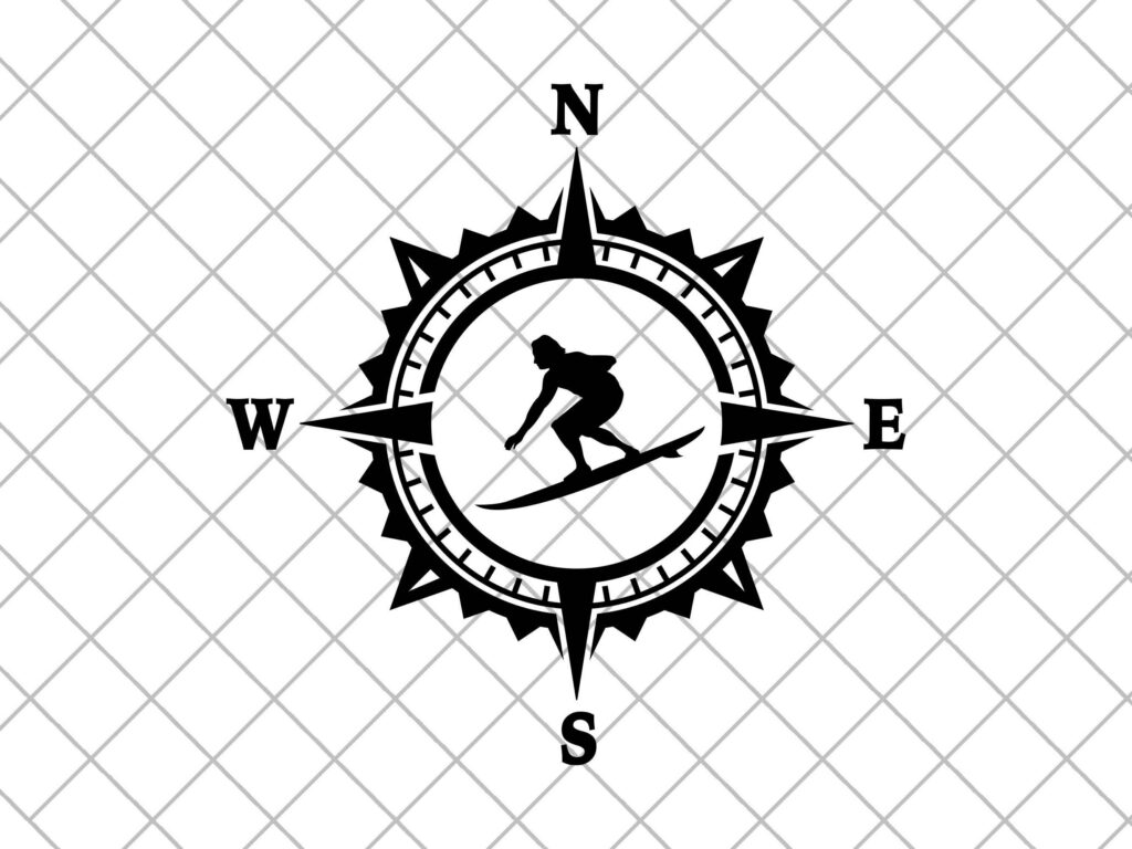 SURFER Compass Vinyl Decal Sticker, Skate Decal, Surf Decal, Snowboard Decal, Car Sticker, Surfing Truck Decal, Summer Sticker