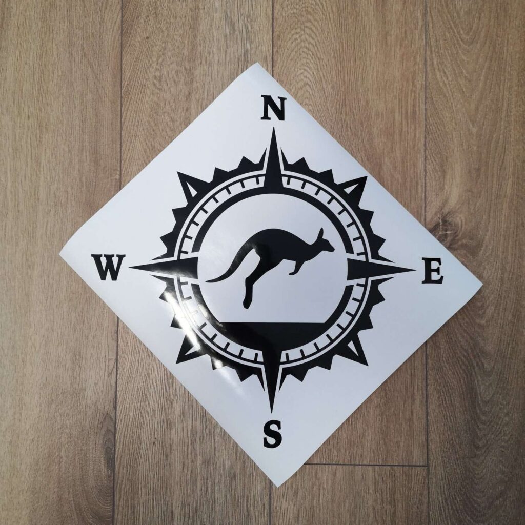 Kangaroo Compass Vinyl Decal Sticker, Compass Rose, Truck Decal, Laptop Stickers, Kangaroo Vinyl Decal, Decal for Adventure Vehicles