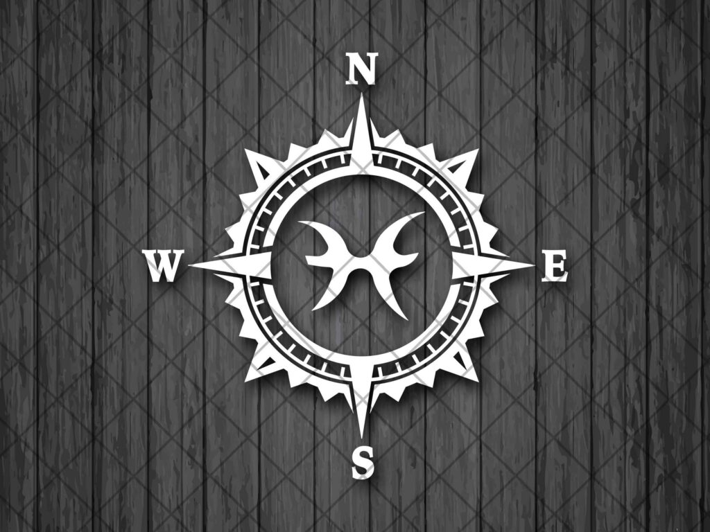 Pisces Zodiac Compass Vinyl Decal Sticker, Pisces Zodiac Car Decal, Pisces Zodiac Symbol Decal, Truck Decal, Decal for Adventure cars