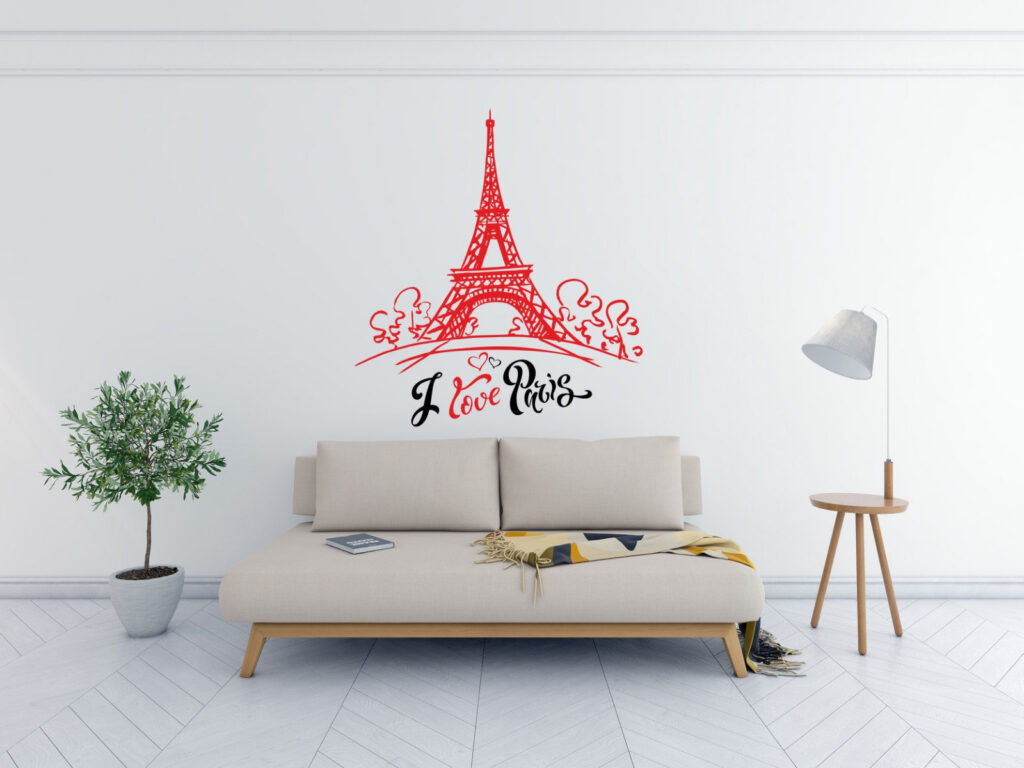 PARIS EIFFEL TOWER Vinyl Wall Decal Sticker, I Love Paris Wall Decal, Paris City Decal, France Landmarks Wall Decor Sticker, Home Decoration