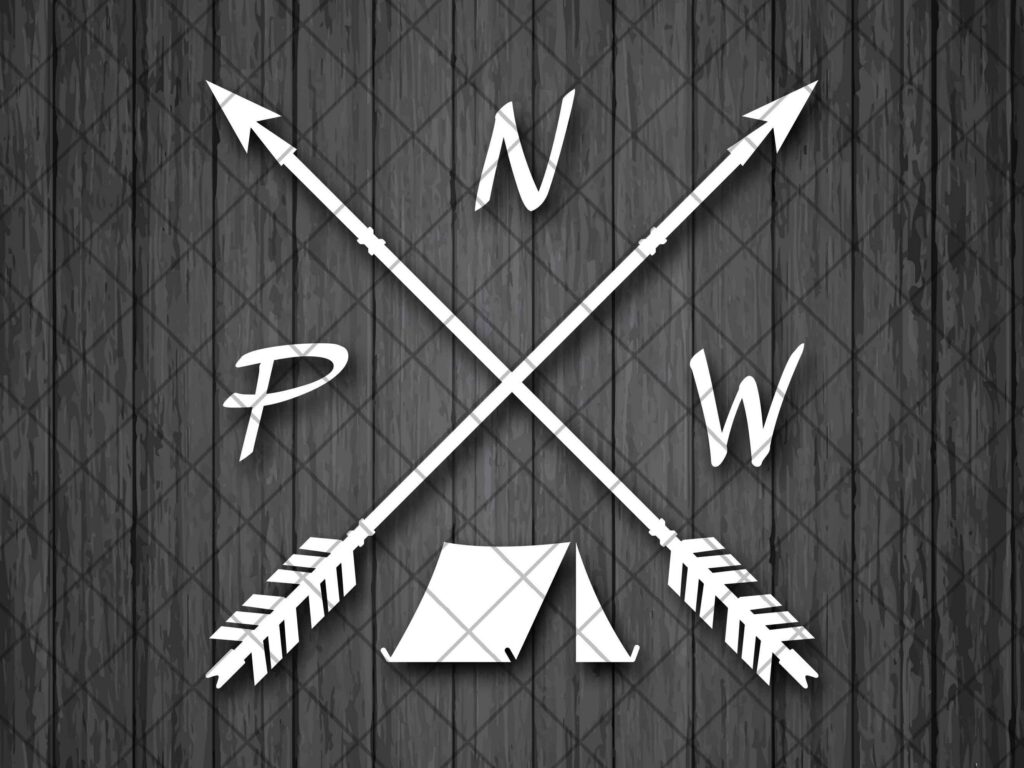 PNW Camping Vinyl Decal Sticker, Car Decal, Laptop Decal, Window or Bumper Sticker, Sun Truck Sticker, Pacific Northwest