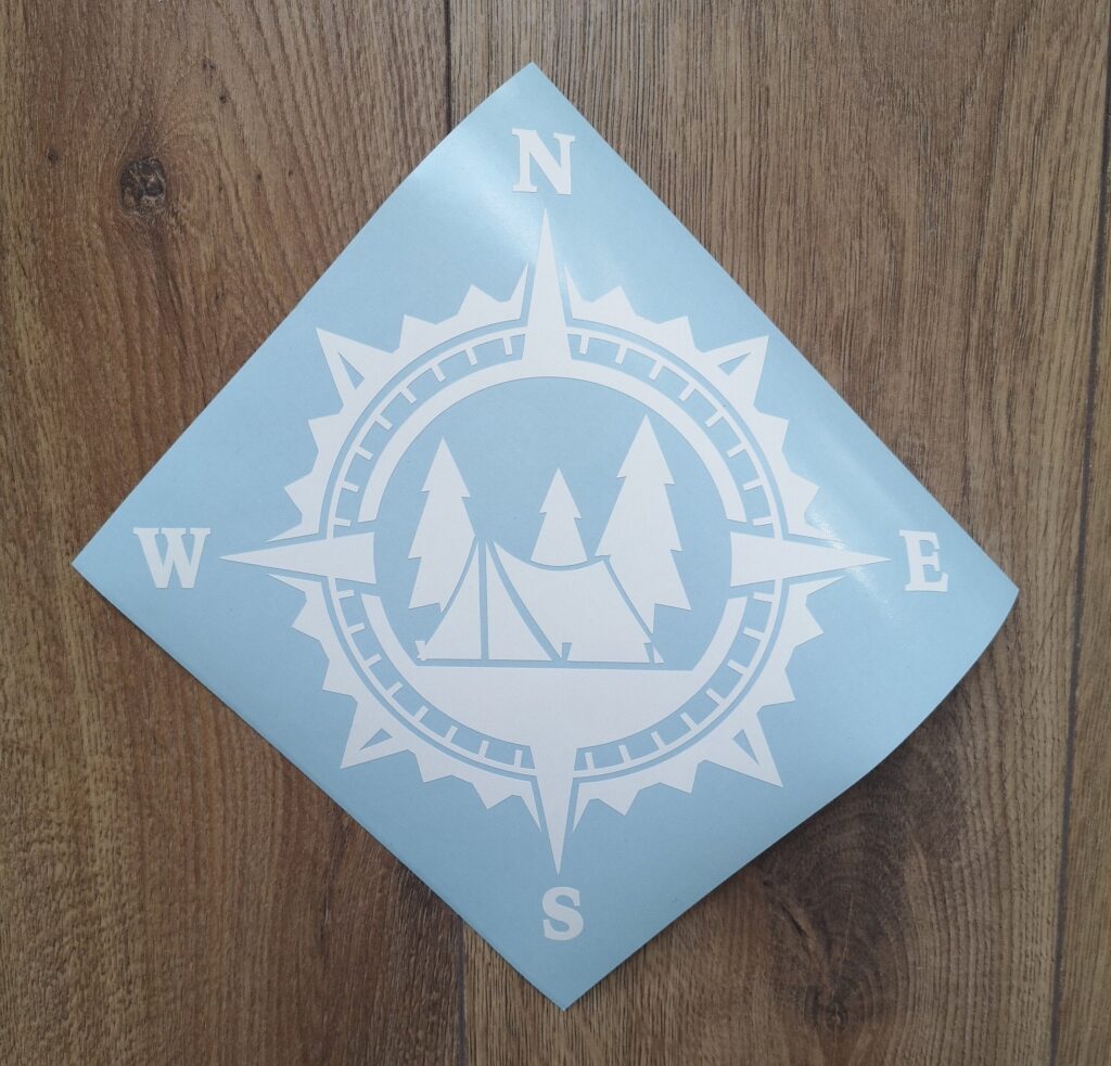 Forest Tent Camping Compass Vinyl Decal Sticker, Compass Rose, Hunting Decal, Truck Decal, Laptop Stickers