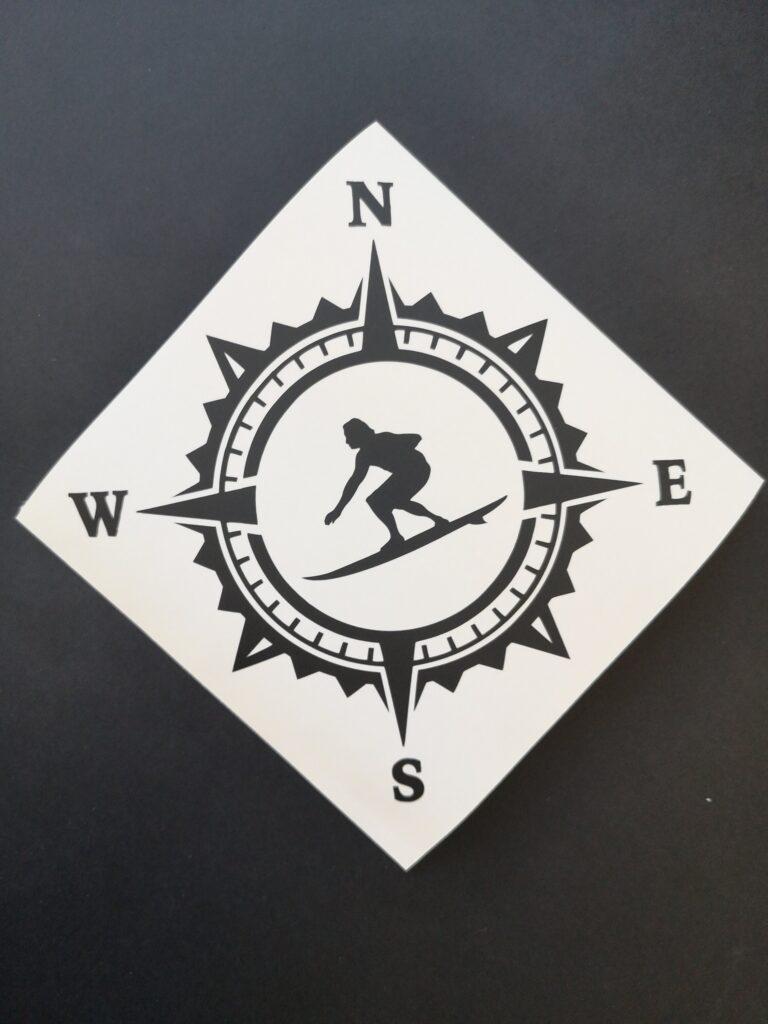 SURFER Compass Vinyl Decal Sticker, Skate Decal, Surf Decal, Snowboard Decal, Car Sticker, Surfing Truck Decal, Summer Sticker