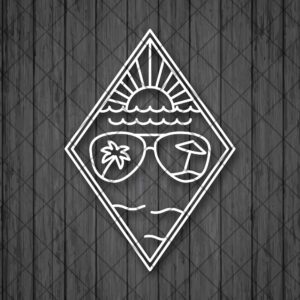 Sunglasses Beach Line Drawing Vinyl Decal Sticker, Summer Ca…