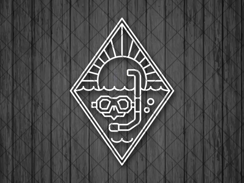 SUN FREEDIVER Line Drawing Vinyl Decal Sticker, Underwater Fishing Decal, Free diver decal, Car Decal, Laptop Decal, Spearfishing Decal