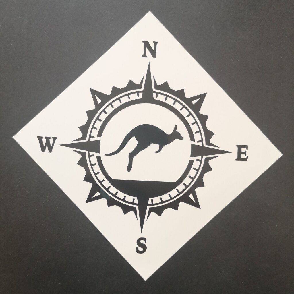 Kangaroo Compass Vinyl Decal Sticker, Compass Rose, Truck Decal, Laptop Stickers, Kangaroo Vinyl Decal, Decal for Adventure Vehicles