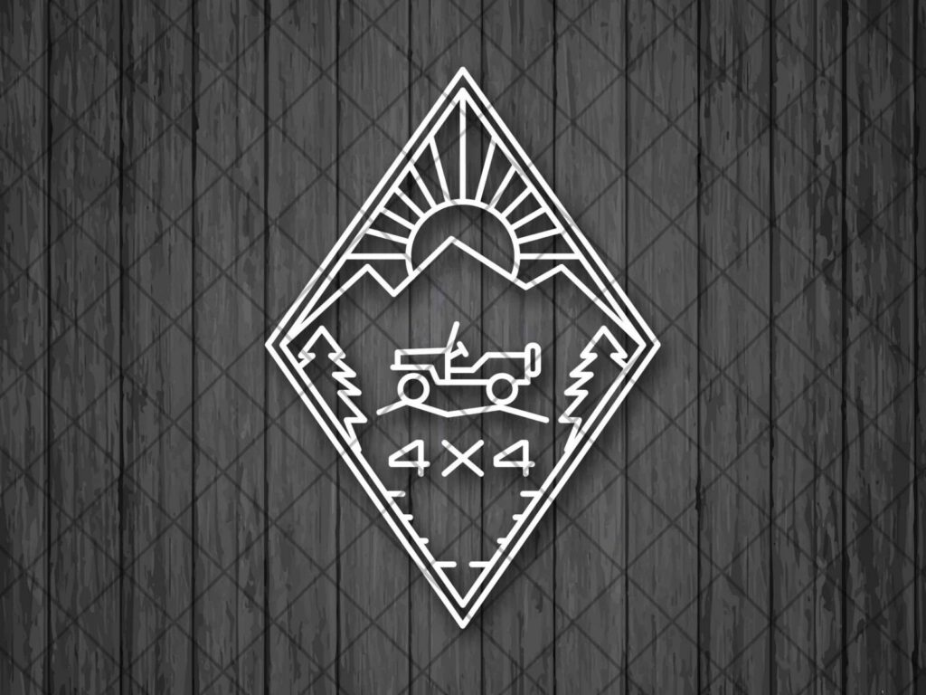 4X4 Truck Line Drawing Vinyl Decal Sticker, Truck 4X4 Decal, Truck 4X4 Sticker, Water Bottle Decal, Laptop Decal, Camping Decal