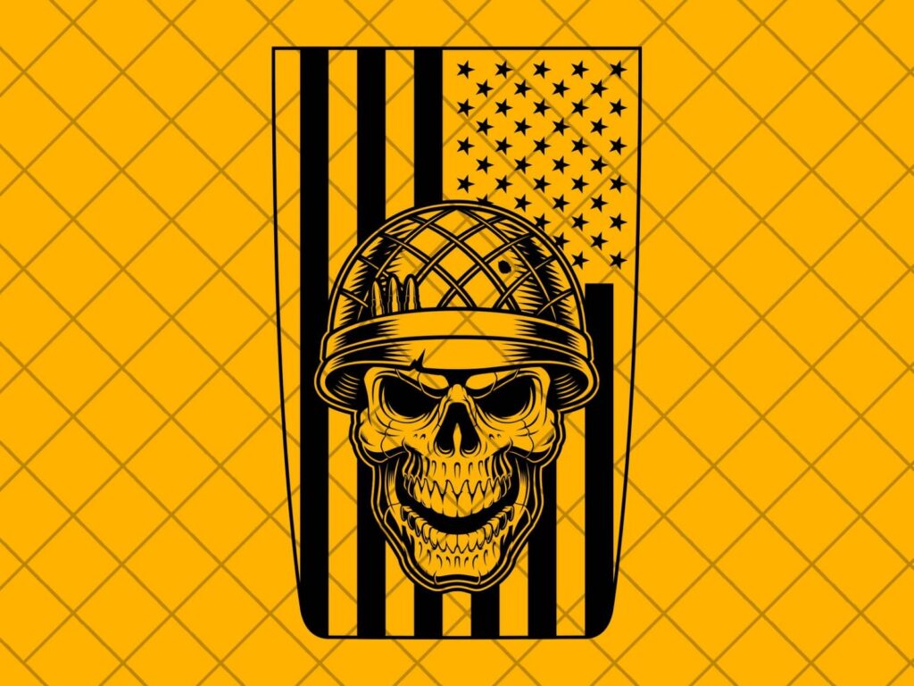 American Flag SKULL Soldier Truck Hood Vinyl Decal Sticker, Military Skull  TJ / LJ / Jk / JkU Hood Decal, American Flag Car Decal Sticker