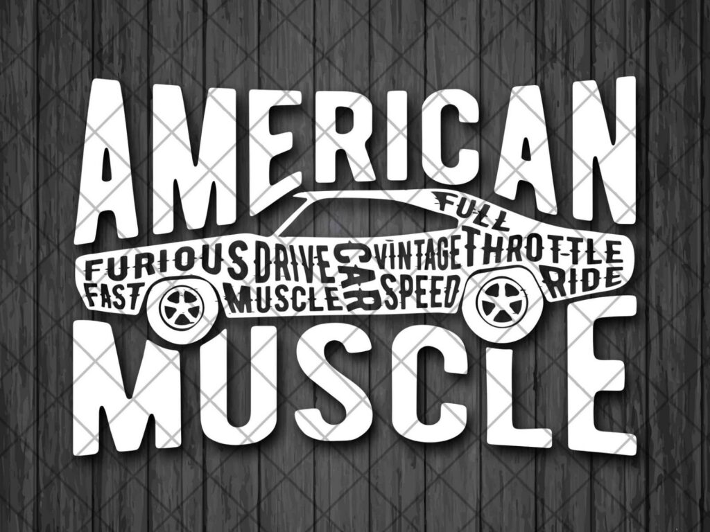 AMERICAN MUSCLE Vinyl Decal Sticker, AMERICAN Cars Vinyl Decal Sticker, Fast & Furious Decal, Retro American Auto Vinyl Decal, Car Decals
