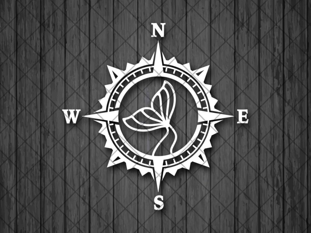 MERMAID Tail Compass Vinyl Decal Sticker, Compass Rose, Ocean MERMAID Decal, MERMAID Truck Decal, Laptop Stickers, Sea Mermaid Decal Sticker