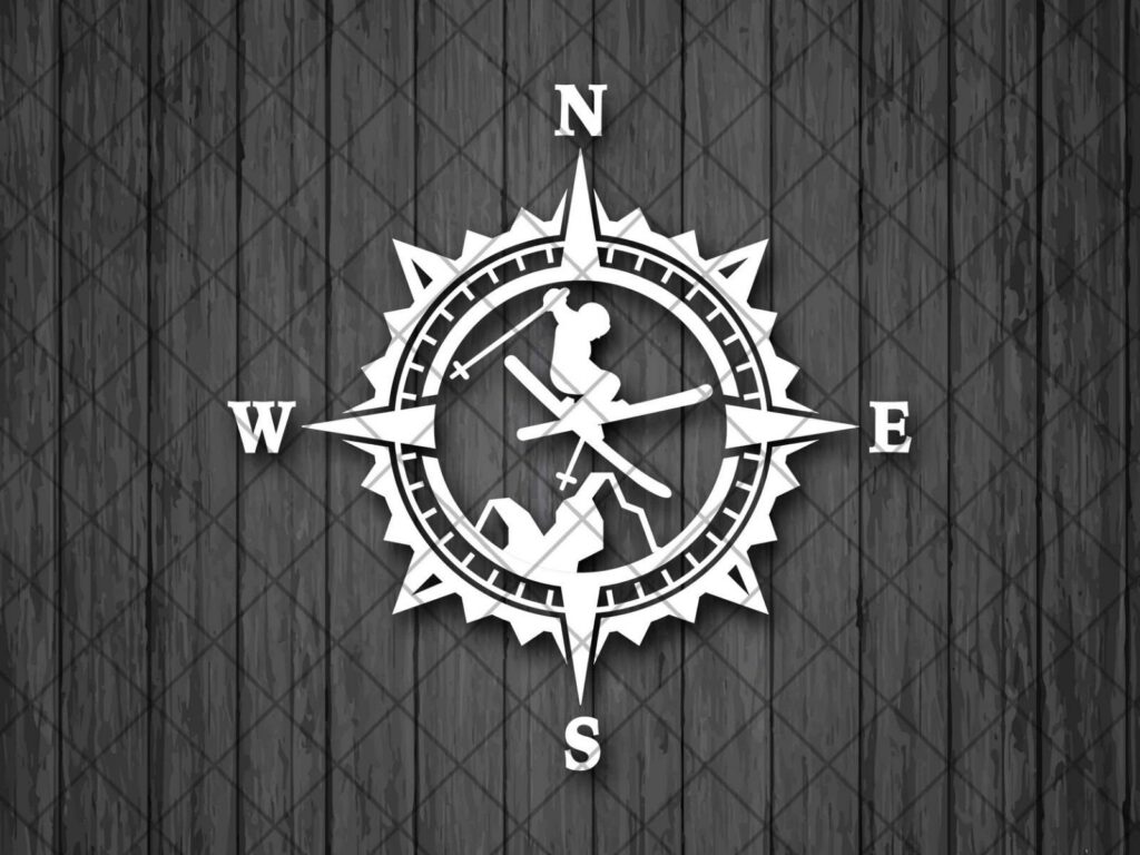 Free Ride SKI Compass Vinyl Decal Sticker, Ski Decal, Compass Rose Decal, Laptop Sticker, Decal for off-road SUV’s, Decal for Adventure cars