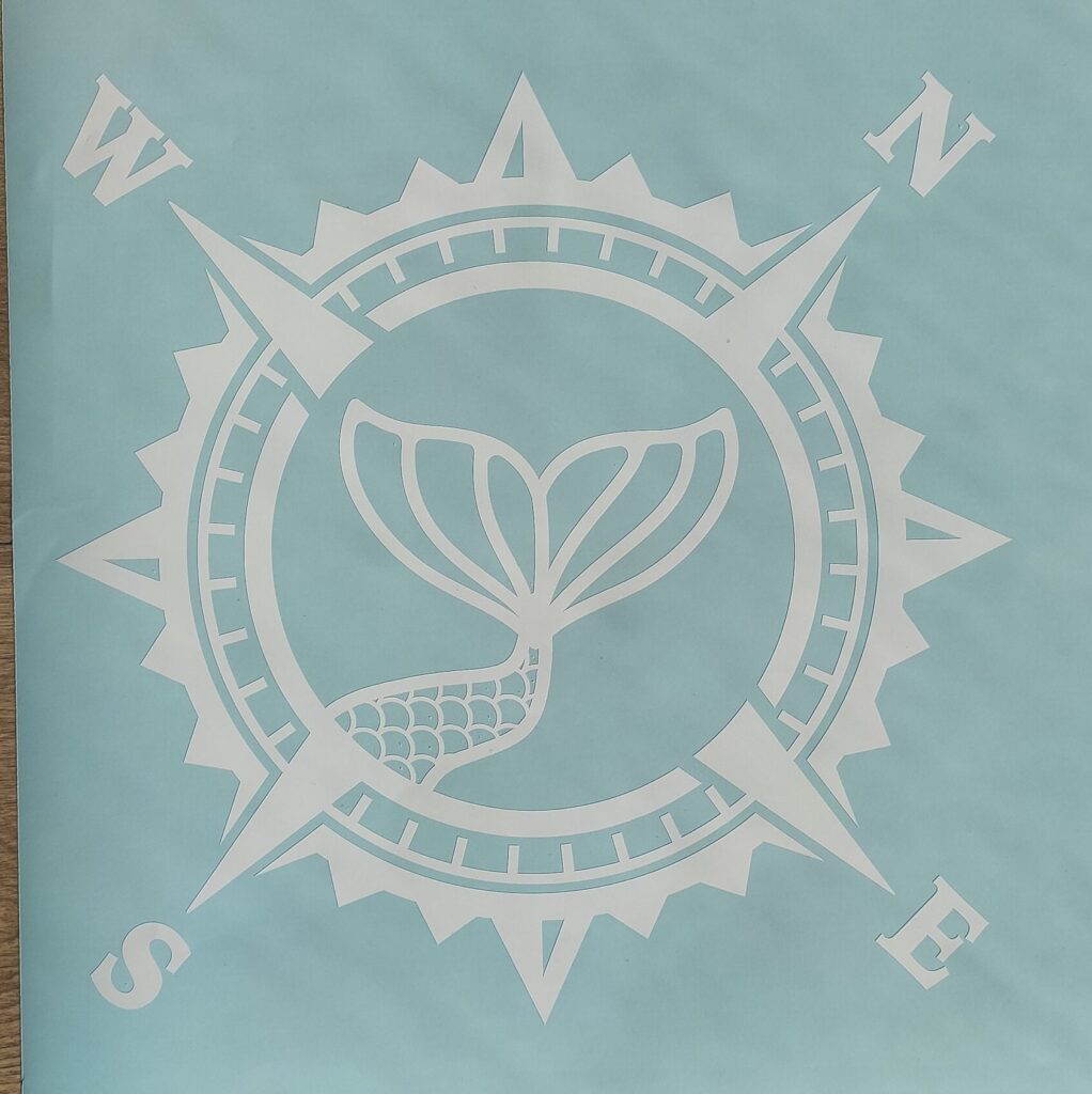 MERMAID Compass Vinyl Decal Sticker, Compass Rose, Ocean MERMAID Tail Decal, MERMAID Truck Decal, Laptop Stickers, Sea Mermaid Decal Sticker