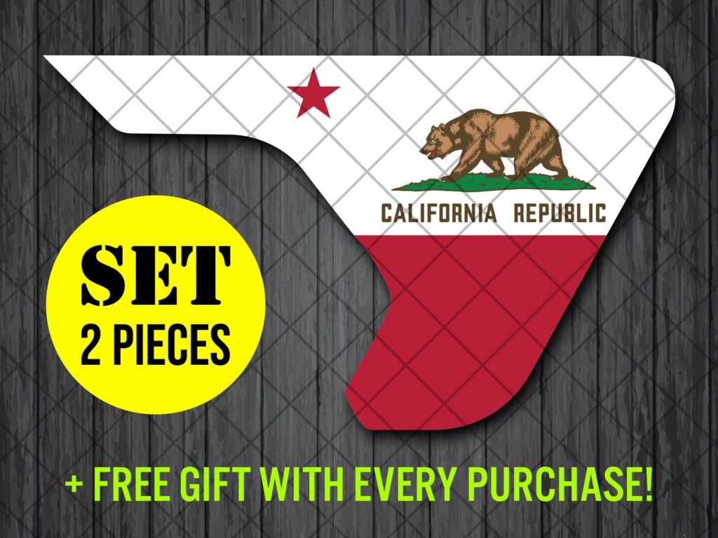 California State Fender Vent Vinyl Decal Sticker, JL / JLU / JT Fender Vent Decal Set, California Flag Printed Fender Pair Decals