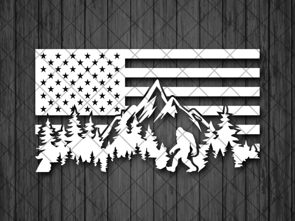 BIGFOOT USA Mountain Forest Vinyl Decal Sticker, American Bigfoot Decal, SASQUATCH Decal, Truck Decal, Laptop Stickers, Decals for off-road