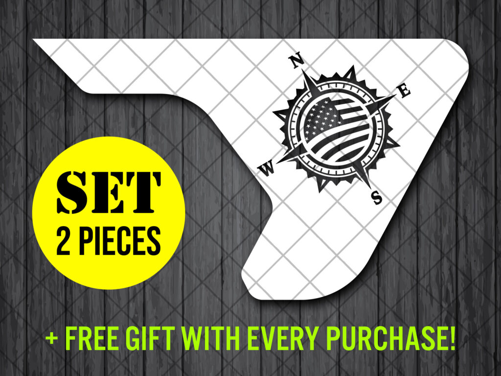 American Flag Compass Fender Vent Vinyl Decal Sticker, JL / JLU / JT Fender Vent Decal Set, Pair Decals