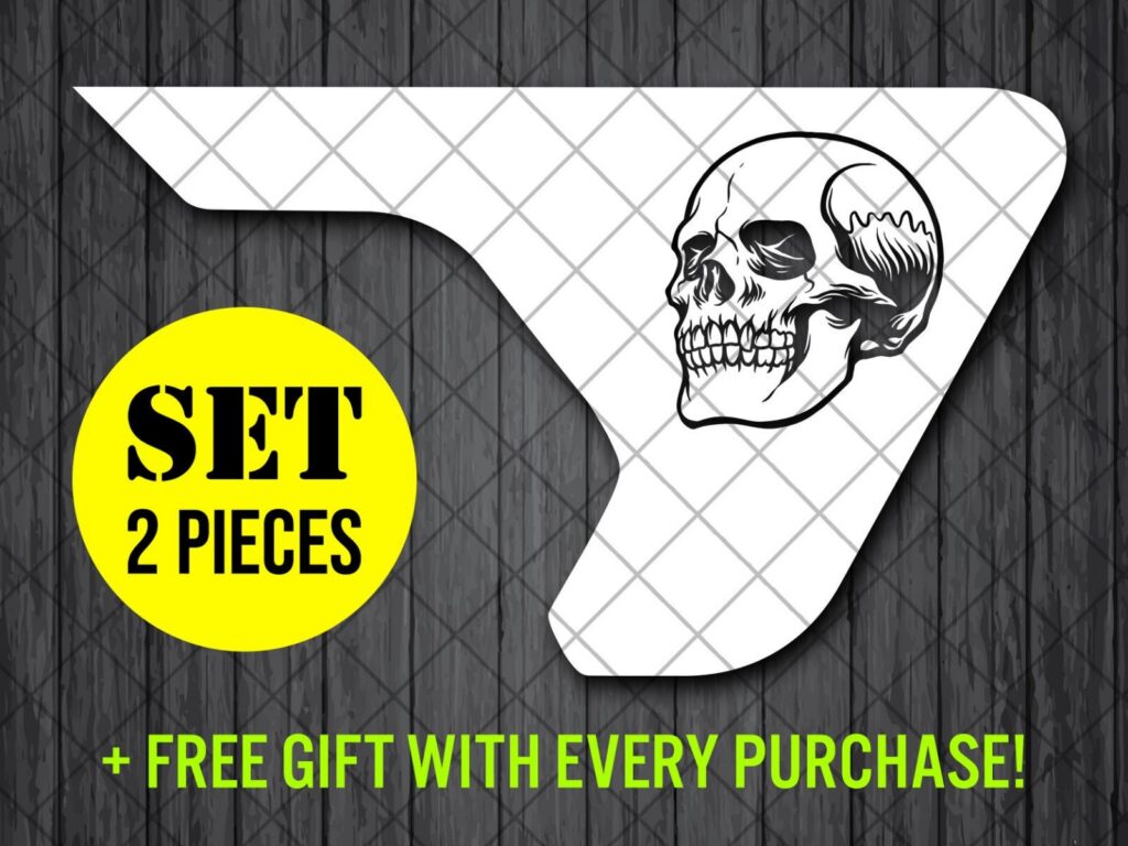 Skull Fender Vent Vinyl Decal Sticker, JL / JLU / JT Skull Fender Vent Decal Set, Pair Decals