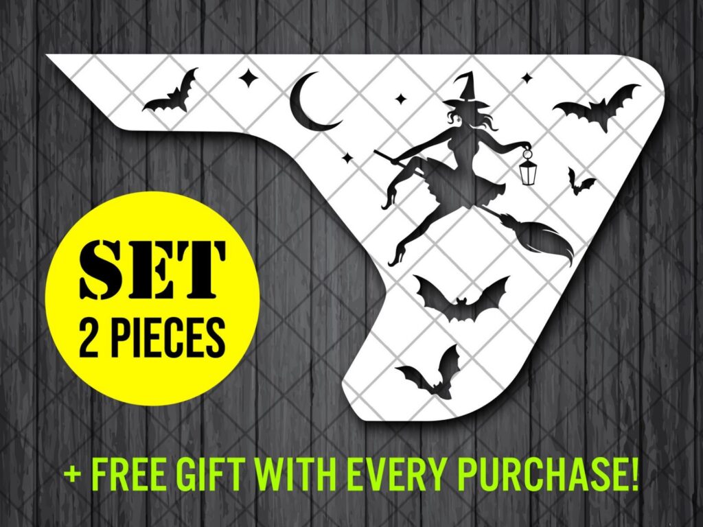 Halloween Witch Bats Fender Vent Vinyl Decal Sticker, JL / JLU / JT Halloween Witch Bats Fender Vent Decal Set, Pair Decals