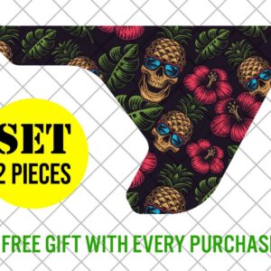 Colorful Printed Pineapple Skulls Flowers Fender Vent Vinyl Decal Sticker, JL / JLU / JT Pineapple Skulls Fender Vent Decal Set, Pair Decals