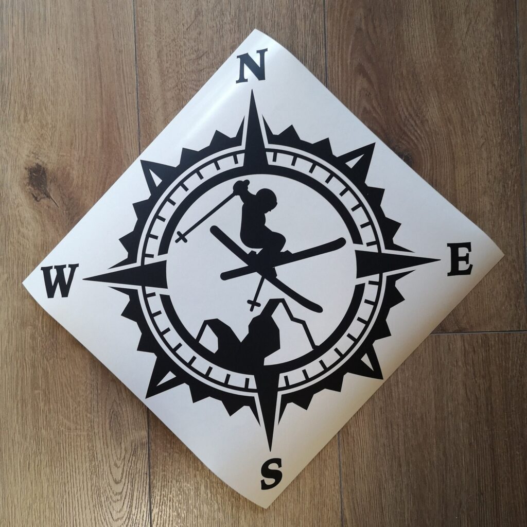 Free Ride SKI Compass Vinyl Decal Sticker, Ski Decal, Compass Rose Decal, Laptop Sticker, Decal for off-road SUV’s, Decal for Adventure cars